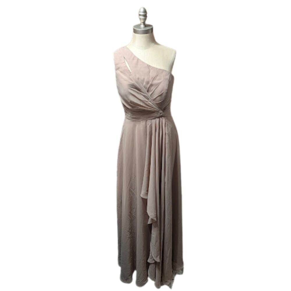 Wear Your Love One Shoulder Maxi Dress Taupe Formal Bridesmaid XL NWT